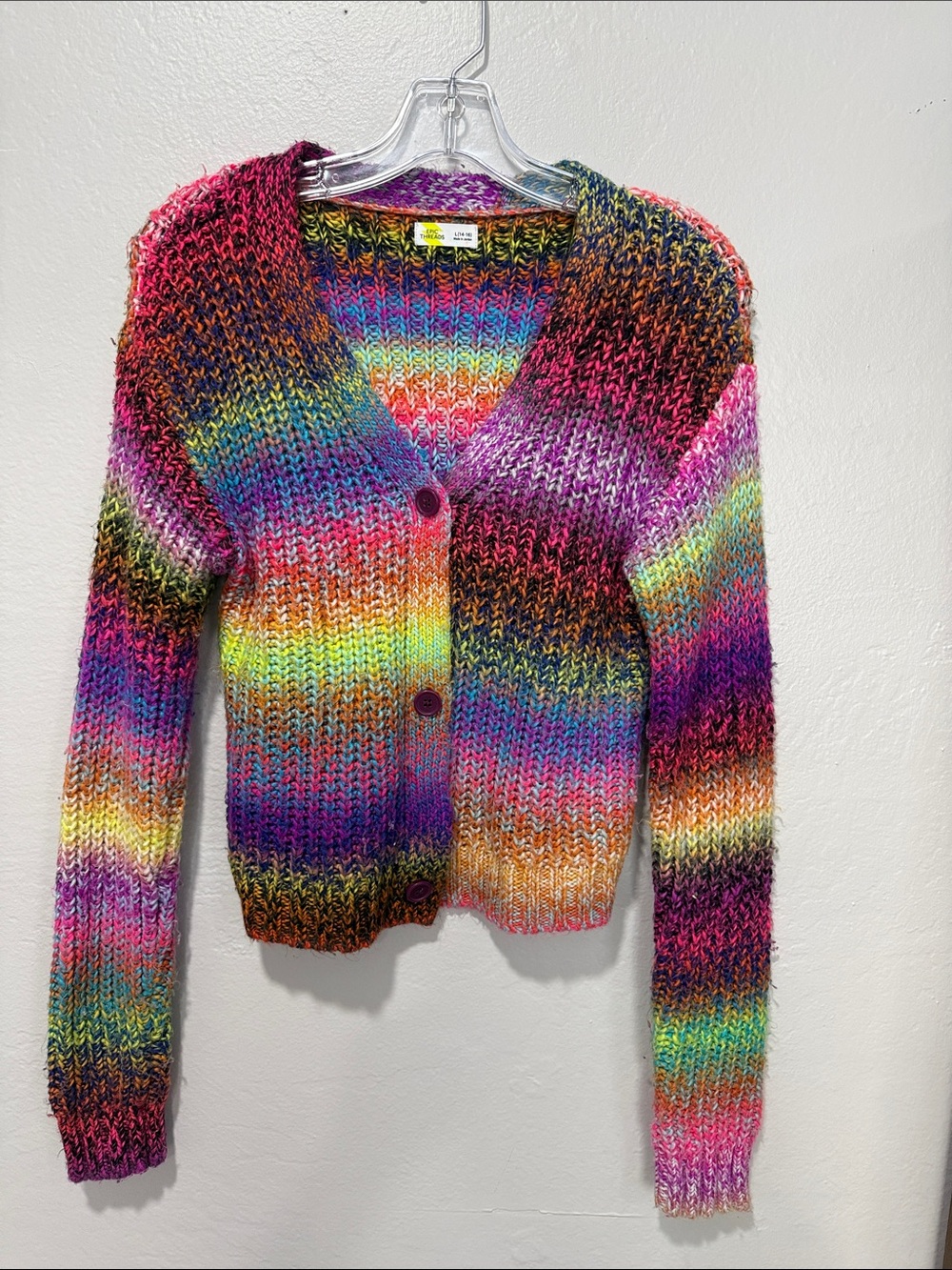 Epic Threads Rainbow Multicolor Knit Button-Front Cardigan